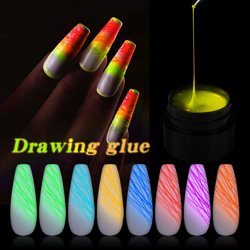 6Colors Luminous Spider Gel For Nail Art Pull Drawing Line Glows In The  Dark UV Polish Glue Professional Manicure Varnish PP1840